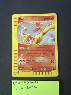 Moltres H20/H32 Skyridge Holo Damaged Pokemon Card E Series - Image 1