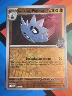 Pokemon Team Rocket's Pupitar 095/182 Reverse Holo Destined Rivals English NM x1 - Image 1
