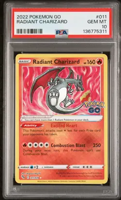 2022 POKEMON GO #011 RADIANT CHARIZARD PSA 10 - Image 1