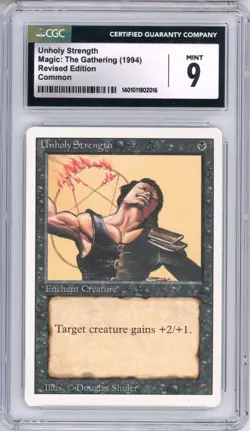 Unholy Strength REVISED Vintage MTG TCG Card Magic the Gathering 1994 CGC 9 - Image 1