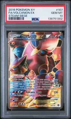 2016 POKEMON XY STEAM SIEGE #107 FULL ART/VOLCANION EX PSA 10 - Image 1