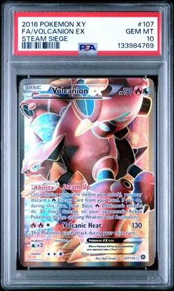 2016 POKEMON XY STEAM SIEGE #107 FULL ART/VOLCANION EX PSA 10 - Image 1