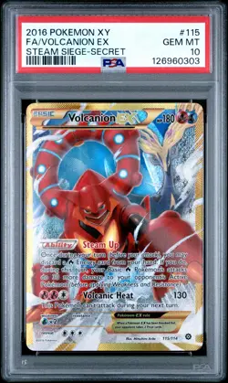 2016 POKEMON XY STEAM SIEGE SECRET #115 FULL ART/VOLCANION EX PSA 10 - Image 1