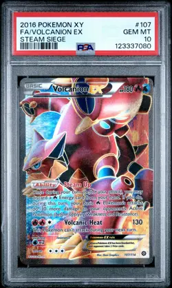 2016 POKEMON XY STEAM SIEGE #107 FULL ART/VOLCANION EX PSA 10 - Image 1