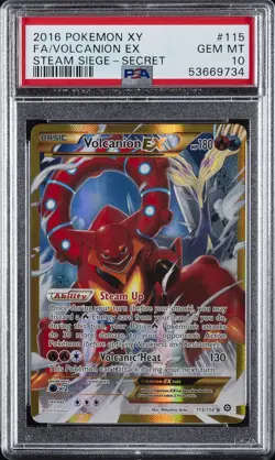 2016 POKEMON XY STEAM SIEGE SECRET #115 FULL ART/VOLCANION EX PSA 10 - Image 1