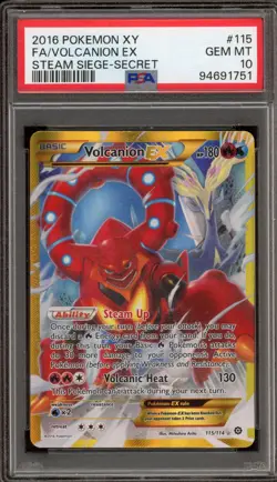Pokemon Volcanion EX XY Steam Siege Secret Rare Full Art #115 PSA 10 Gem Mint - Image 1