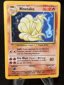 Ninetales 12/102 Holo Rare Base Set Unlimited Pokemon Card 1999 - Image 1