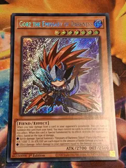 1st ed Gorz the Emissary of Darkness BLMM-EN005 Secret Rare Yugioh Card LP - Image 1