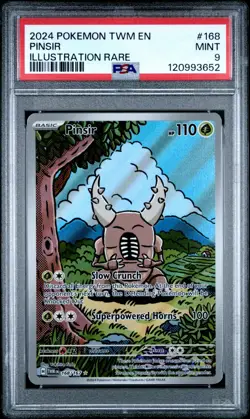 2024 POKEMON TWM EN-TWILIGHT MASQUERADE ILLUSTRATION RARE #168 PINSIR PSA 9 - Image 1