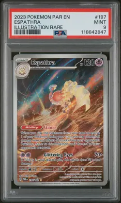 2023 POKEMON PAR EN-PARADOX RIFT ILLUSTRATION RARE #197 ESPATHRA PSA 9 - Image 1
