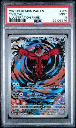 2023 POKEMON PAR EN-PARADOX RIFT ILLUSTRATION RARE #205 YVELTAL PSA 9 - Image 1