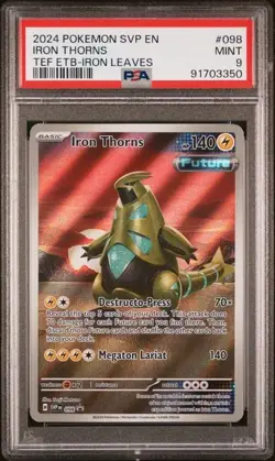 2024 POKEMON SVP EN-SV BLACK STAR PROMO #098 IRON THORNS TEF ETB PSA 9 - Image 1