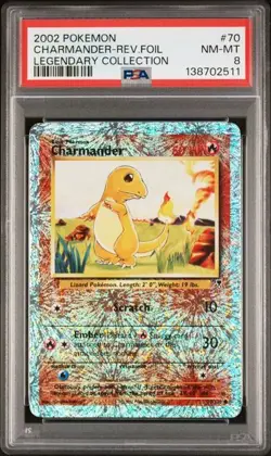 2002 POKEMON LEGENDARY COLLECTION #70 CHARMANDER REV.FOIL PSA 8 - Image 1