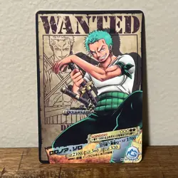 One Piece AR Carddass Roronoa Zoro Wanted! 01-05 Berry Match 2011 Bandai Rare - Image 1