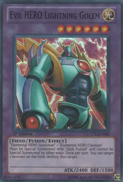 Yugioh! LP Evil HERO Lightning Golem - LCGX-EN068 - Super Rare - 1st Edition Lig - Image 1