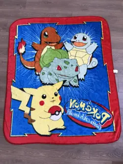 Vintage 90s Pokemon Gotta Catch Em All Blanket Nintendo Official Northwest 50X60 - Image 2