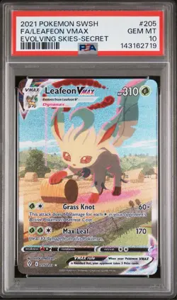 Pokemon Leafeon VMAX Alternative Art Secret Rare Evolving Skies 205/203 PSA 10 - Image 1