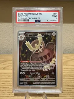 2024 Pokemon Stellar Crown ETB Promo Noctowl #141 PSA 9 - Image 1