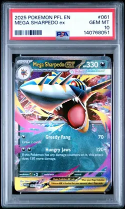 2025 Pokemon PFL EN-PHANTASMAL FLAMES 061 MEGA SHARPEDO EX PSA 10 - 140768051 - Image 1