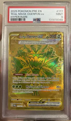 2025 Pokemon Prismatic Evolutions #177 Teal Mask Ogerpon Ex Hyper Rare PSA 9 - Image 1