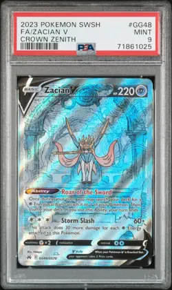 2023 Pokemon - Zacian V #GG48/GG70 Full Art Crown Zenith PSA Graded 9 Mint - Image 1