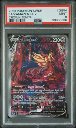 2023 POKEMON SWORD & SHIELD CROWN ZENITH #GG54 FULL ART/ZAMAZENTA V PSA 9 - Image 1