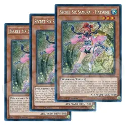 Yugioh - Secret Six Samurai Hatsume x 3 - 1st Edition Secret Rare NM - Free Holo - Image 1