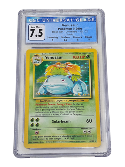 Venusaur 15/102 Base Set Holo Unlimited CGC 7.5 Near Mint+ 7014 - Image 1