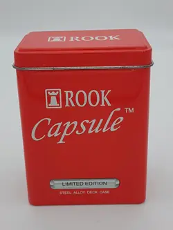 2002 Rook Capsule Steel Alloy Red Card Deck Box Storage Case Vintage - Image 1