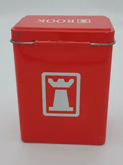 2002 Rook Capsule Steel Alloy Red Card Deck Box Storage Case Vintage - Image 3
