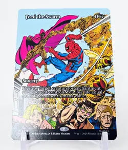 MTG • FEED THE SWARM 0016 Borderless Mythic • Marvel Spider-Man Magic M/NM - Image 1