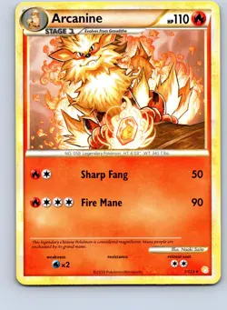 Pokemon: HeartGold SoulSilver Arcanine #1/123 Rare,non-holo .VO5 - Image 1