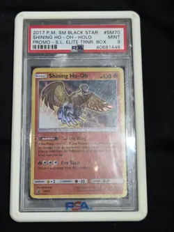 2017 POKEMON SM BLACK STAR PROMO #SM70 SHINING HO-OH-HOLO PSA 9 - Image 1