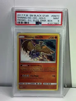 2017 POKEMON SM SHINING LEGENDS ETB PROMO #SM70 SHINING HO-OH-HOLO PSA 9 - Image 1