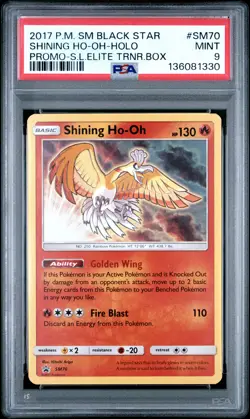 2017 POKEMON SM SHINING LEGENDS ETB PROMO #SM70 SHINING HO-OH-HOLO PSA 9 - Image 1