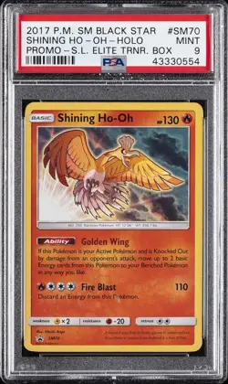 2017 POKEMON SM SHINING LEGENDS ETB PROMO #SM70 SHINING HO-OH-HOLO PSA 9 - Image 1