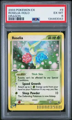 2003 POKEMON EX DRAGON #9 ROSELIA-HOLO PSA 6 - Image 1