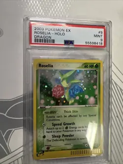2003 PSA 9 Roselia #9 Holo Rare Eseries Pokemon TCG EX Dragon - Image 1