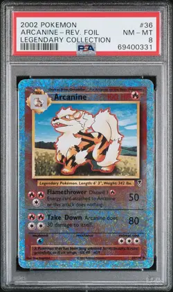 2002 Pokemon Legendary Collection Arcanine Reverse Foil PSA 8 - Image 1
