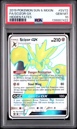 Pokemon Sun & Moon Hidden Fates Shiny Scizor GX SV72 PSA 10 GEM MINT - Image 1