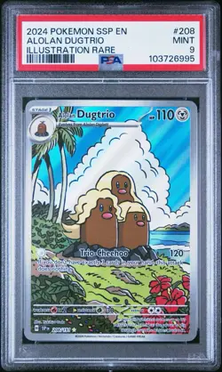 Pokemon TCG Alolan Dugtrio Card 208/191 Surging Sparks Illustration Rare PSA 9 - Image 1