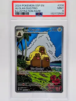 Pokemon TCG Alolan Dugtrio Card 208/191 Surging Sparks Illustration Rare. PSA 9 - Image 1
