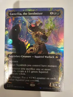 Camellia, the Seedmiser (Borderless) (Raised Foil) Bloomburrow Foil - Image 1