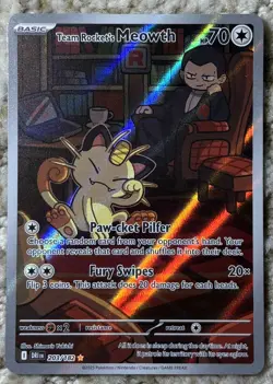 Pokemon Team Rocket's Meowth 203/182 SV10 Destined Rivals Illustration Rare Holo - Image 1