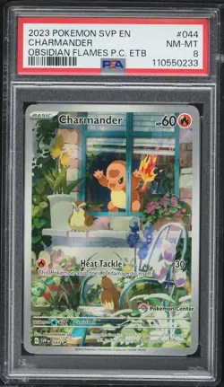 PSA 8 Charmander Obsidian Flames Pokemon Center ETB Promo 2023 Pokemon #044 - Image 1