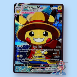 Pikachu One Piece Monkey D. Luffy Cosplay Cute Doujin ACG HOLO Card Near Mint C. - Image 1