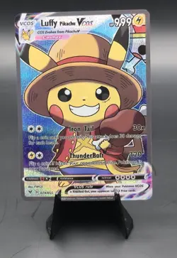 One Piece Monkey D. Luffy Pikachu Fan Full Art Pokemon DISPLAY Card (Non-Tcg) - Image 1
