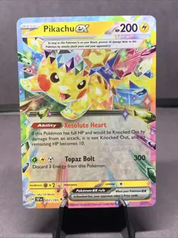 Pokemon TCG Pikachu EX 057/191 Sv08: Surging Sparks Holo Double Rare NM/M - Image 1