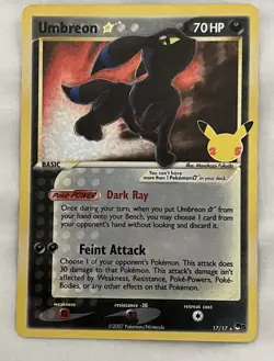 Pokemon Card Umbreon 17/17 Gold Star Holo Celebrations Classic Collection Mint. - Image 1