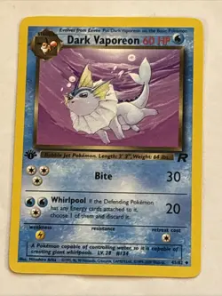 Pokemon Dark Vaporeon Team Rocket 45/82 1st Edition 60 HP Uncommon English - Image 1